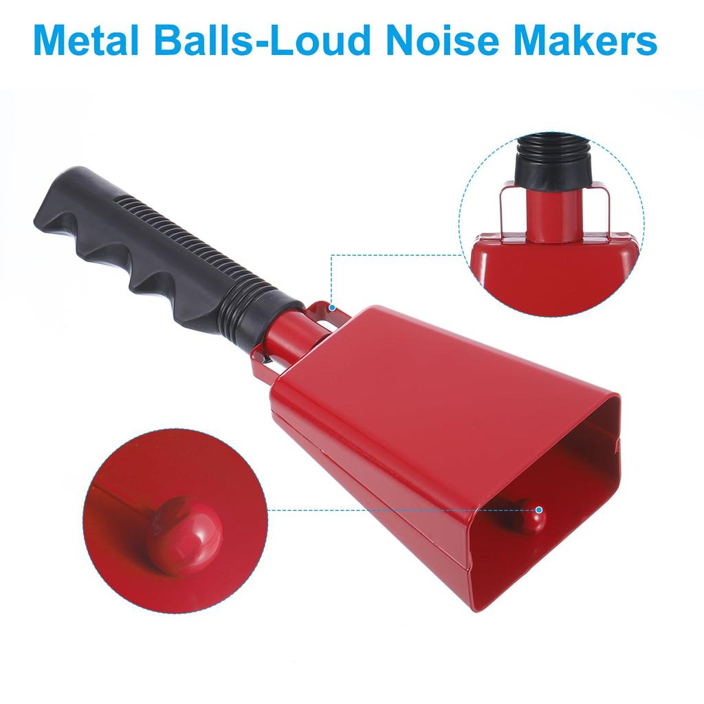 PATIKIL 9-inch Cowbells for Football Games, 2-Piece Bulk Loud Noise Maker with Handle, Metal Cowbells for Cheering Competitions, Marathons, Weddings,