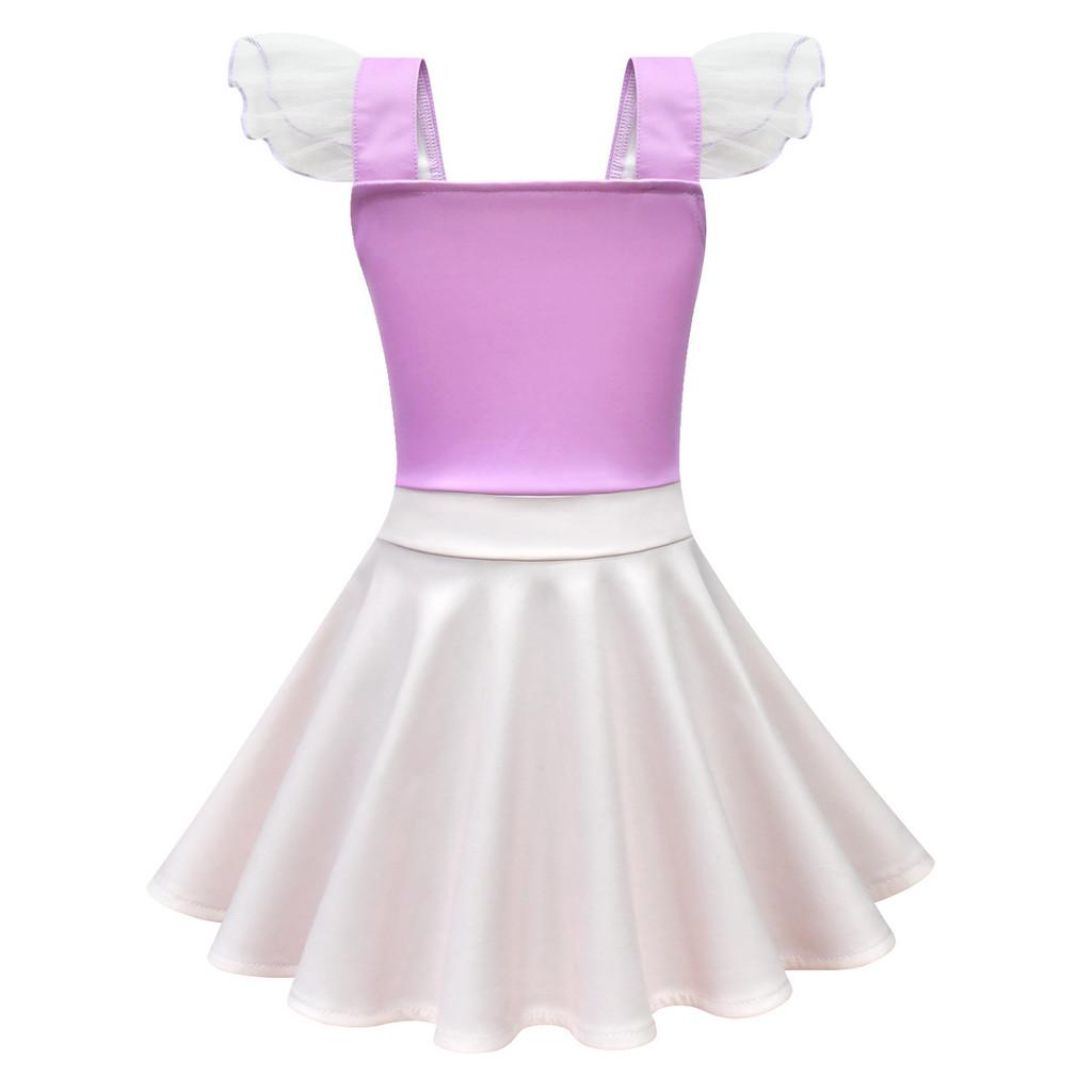 Kids Girls Super Star POP Stage Singer Hunters Mira Bear Print Mesh Ruffle Sleeveless Princess Dress