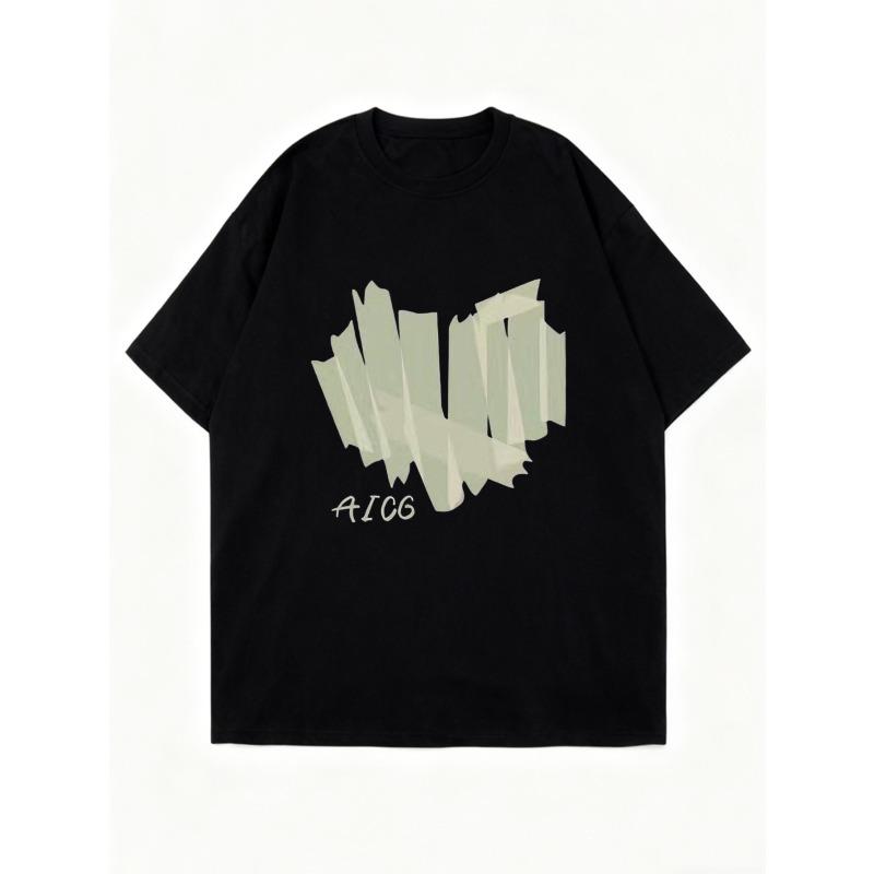 Oversize T-shirt Czarny Z Nadrukiem Wut Aicg Graficzny T-shirt Casualowa Moda Uliczna Top Dla Kobiet Letni Strój