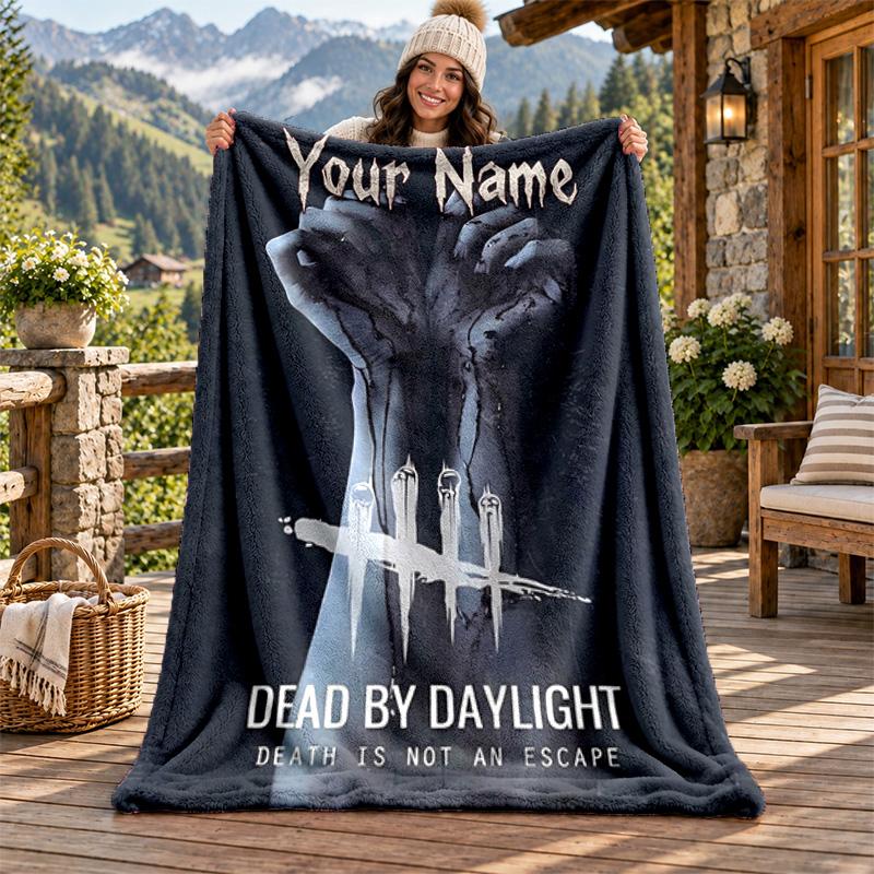 Dead by Daylight Benutzerdefinierter Name Flanelldecke Personalisierte Weiche Warme Plüschdecke Maßgeschneidertes Geschenk für Familie Freunde