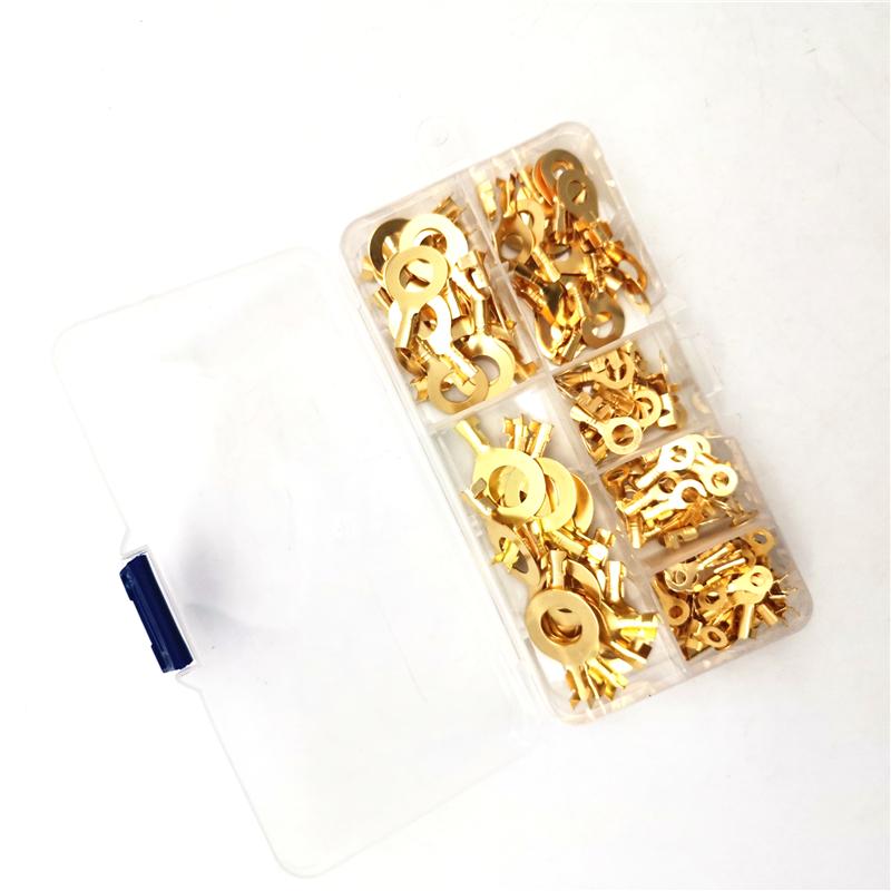150pcs Insulated Ring Cable Lugs Assorted Ring Eyes 3.2-10.2mm Wire Cable Connectors Brass Terminals Assortment Kit