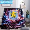 Custom Name Aston Villa Pride Flannel Blanket, Use for Birthday/Holiday Gift, Soft Blanket for Sofa/Bed/Camping/Office, Home Decor