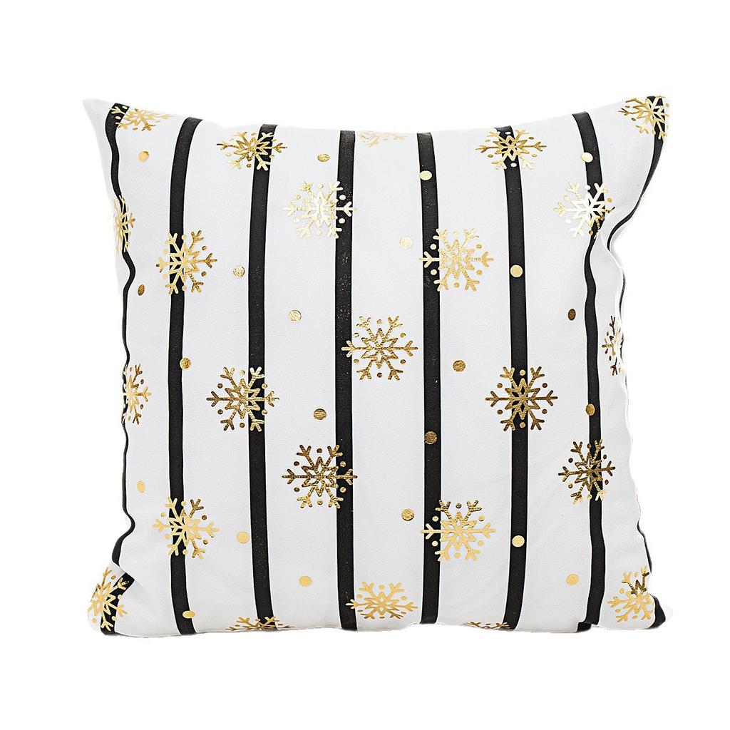 Christmas Atmosphere Bronzing Craftsmanship Festive Feel Pillow Cover Fabric Soft and Comfortable Home Sofa Pillow Bedside Cushion