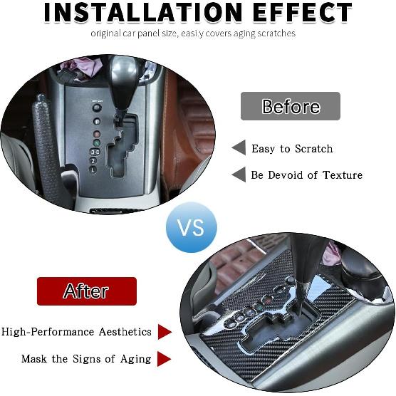 Real Soft Carbon Fiber Car Center Console Gear Shifter Panel Trim Frame Sticker,Fit for Toyota Old RAV4 2006-2012 Car Decoration Accessories (Black