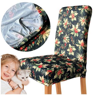 Green Chair Cover With Mistletoe Pattern For Christmas