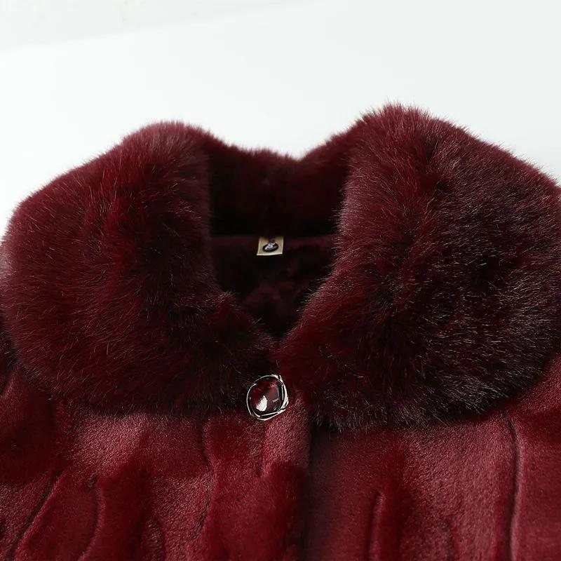 Women Winter Thicken Plus Size Padded Faux Fur Jacket Middle Aged Elderly Causal Elegant Overcoat