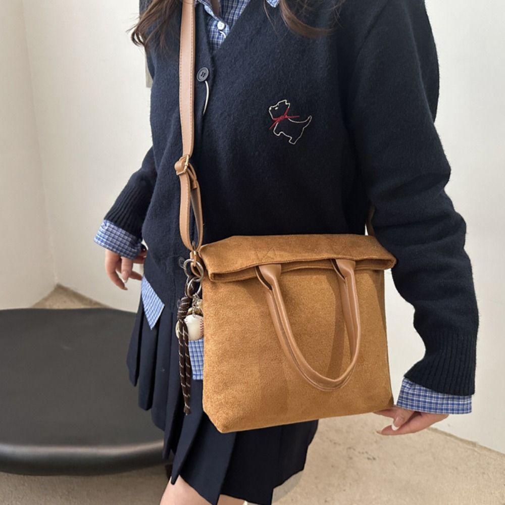 Brown Vintage PU Crossbody Bag Handbag Female Tote Bag Creative Suede Velvet Shoulder Bag Outdoor