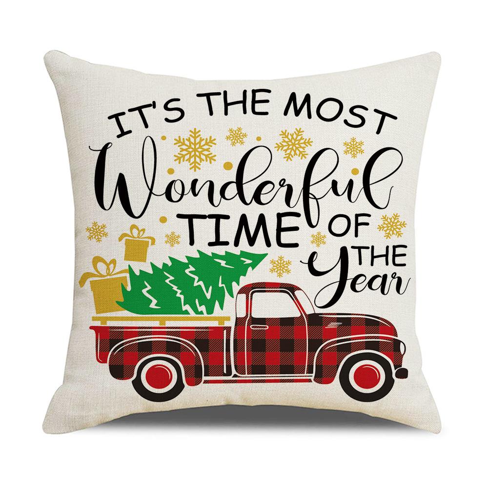 Christmas Elk Forest Car Neck Guard Home Sofa Pillowcase Christmas Pillowcase with Core