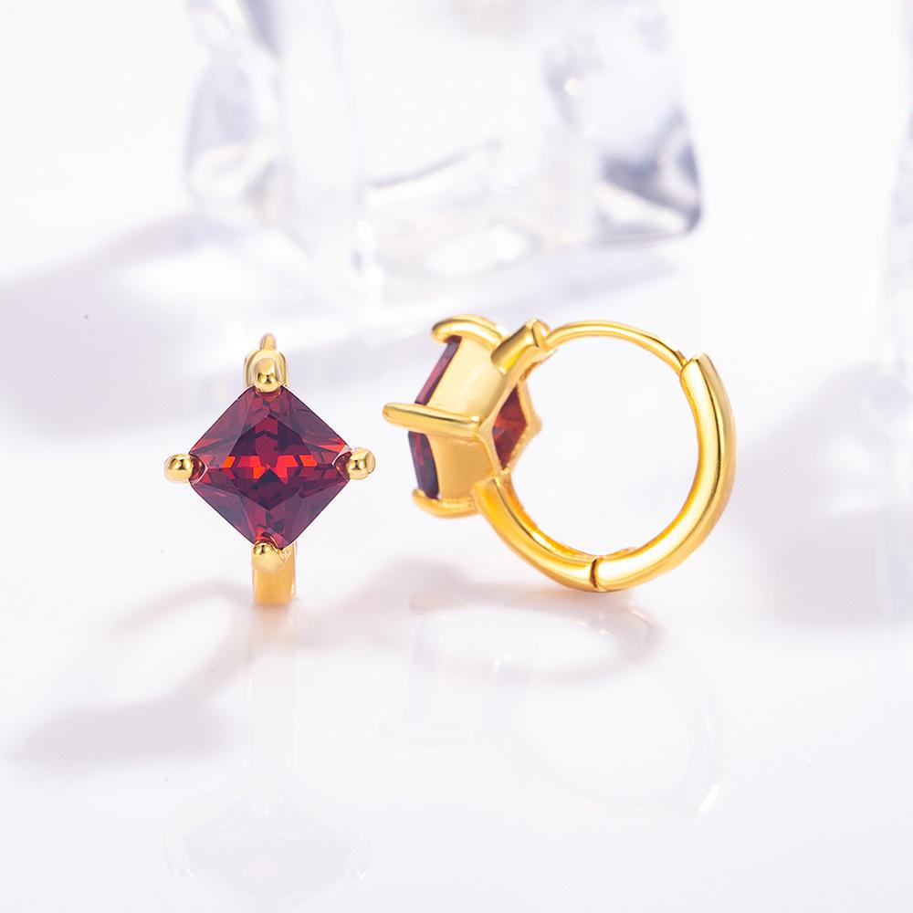 Exquisite French Retro Geometric Zirconia Hoop Earrings