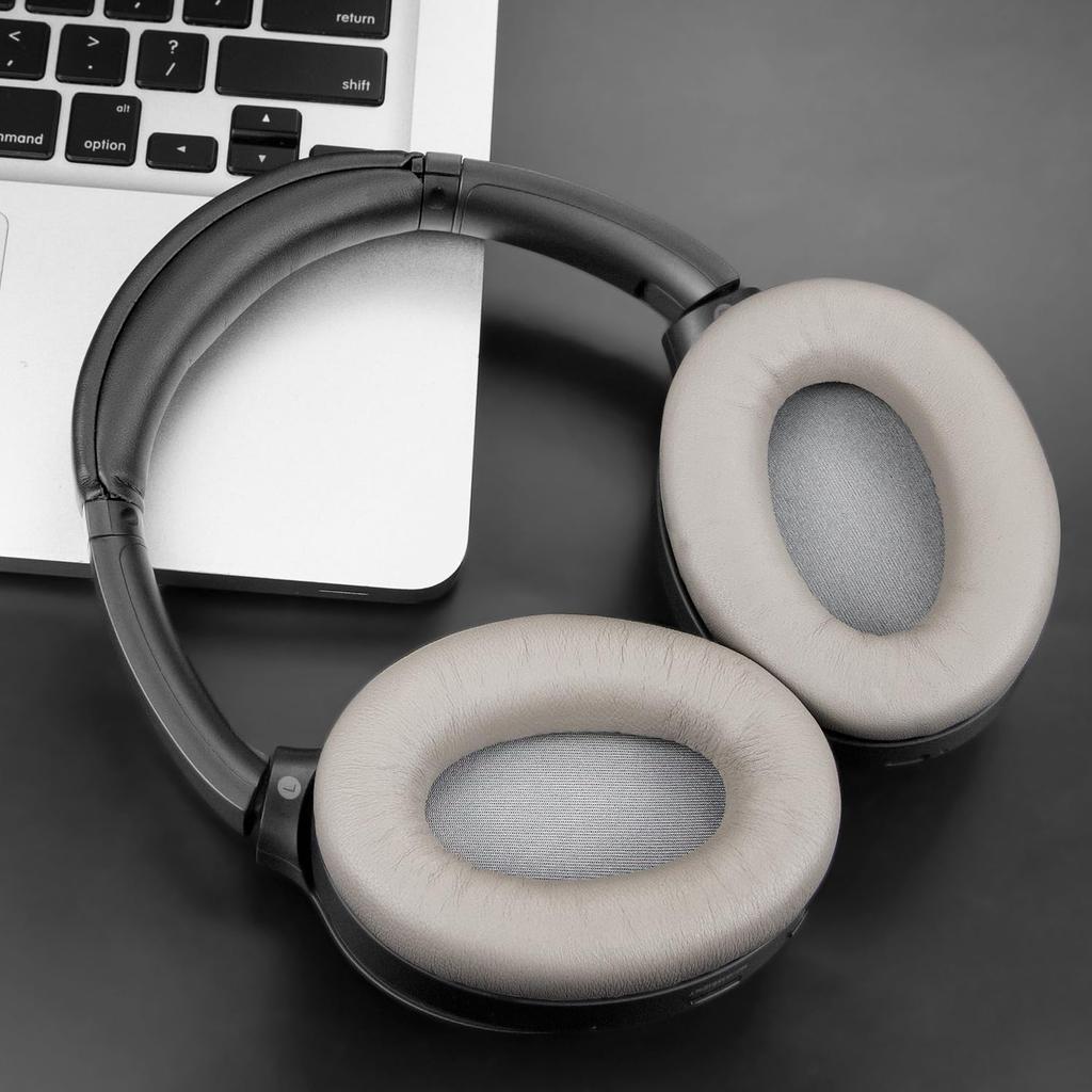 SOULWIT Sheepskin Ear Pads for Sony WH-1000XM3 (WH1000XM3) Headset, Replacement Noise-Isolating Ear Cushions, Thick Headphone Pads, Bright Silver