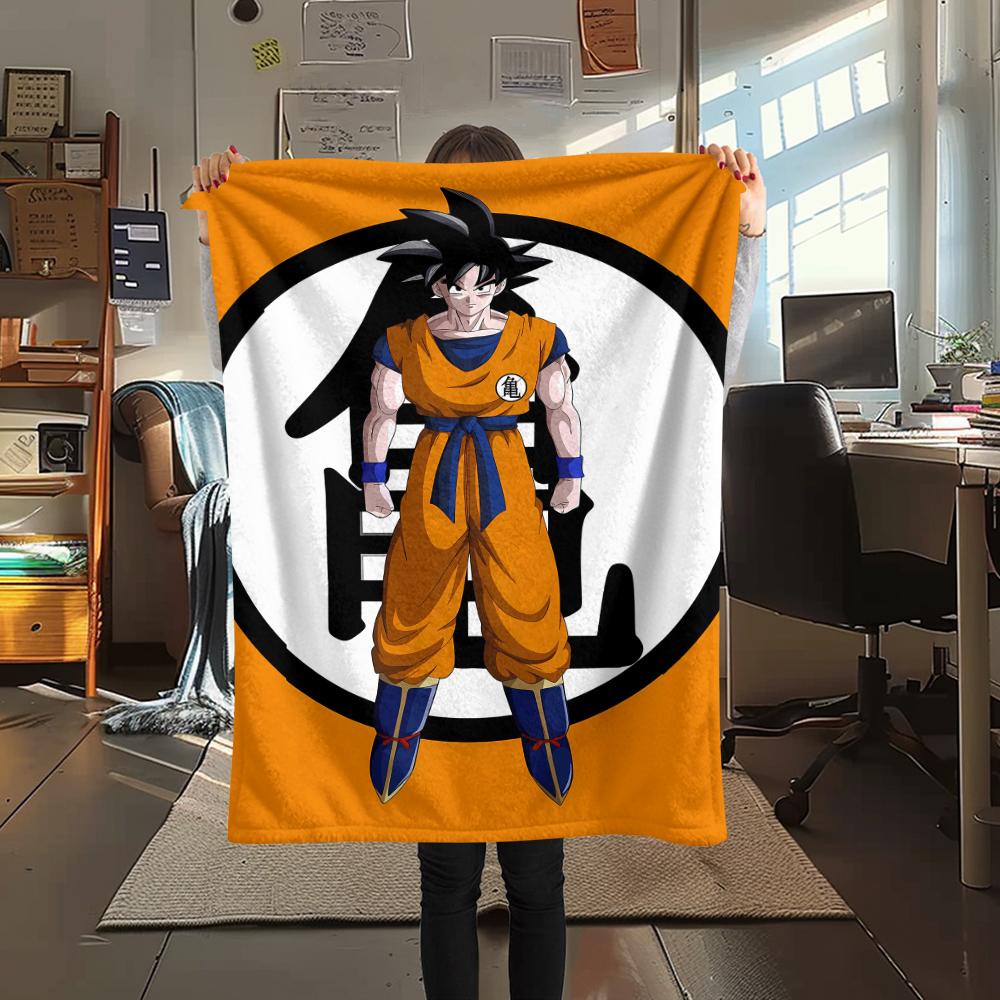 

Фланелевое одеяло с принтом персонажей Dragon Ball, Высококачественное, Удобное для всех сезонов, Декор для дома, Тепло и уют, Идеально для рождественских подарков 80cm x 120cm