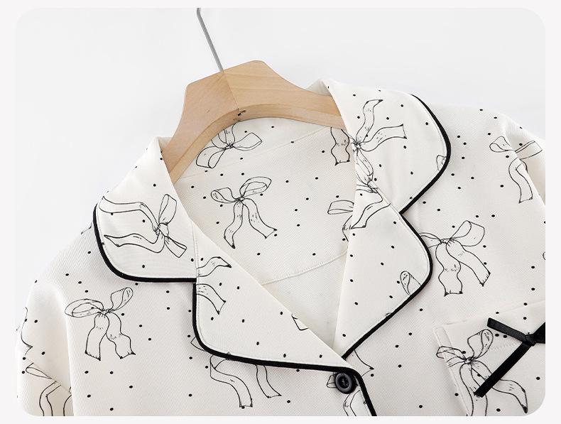 Women's Pure Cotton Long Sleeve Pajama Set - Casual Two-Piece with Simple Print for Home or Outwear