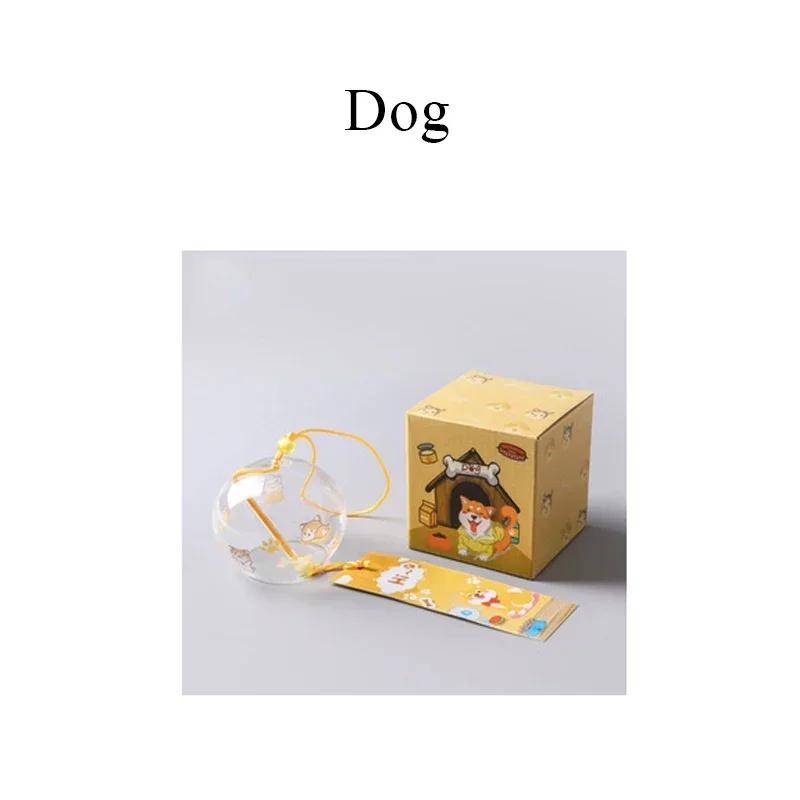 New Japanese Wind Chimes Handmade Glass Home Decoration Pendant Good Luck Wind Chimes Cartoon Cat Sakura Garden Window Bell Gift