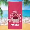 Cute Strawberry Bear Beach Towel Microfiber Printed Children'S Trumpet Cartoon Bear Beach Towel