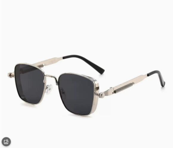 

Square Frame Punk Style Sunglasses Lightweight Durable Metal Frame UV Protection Fashion Eyewear for Outdoor Activities One Size серебряный