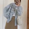 Autumn-Winter Women's Knit Cardigan: Round Neck, Horn Button, Embroidered, Casual, Versatile, Forest Style, Japanese-Korean Flair.