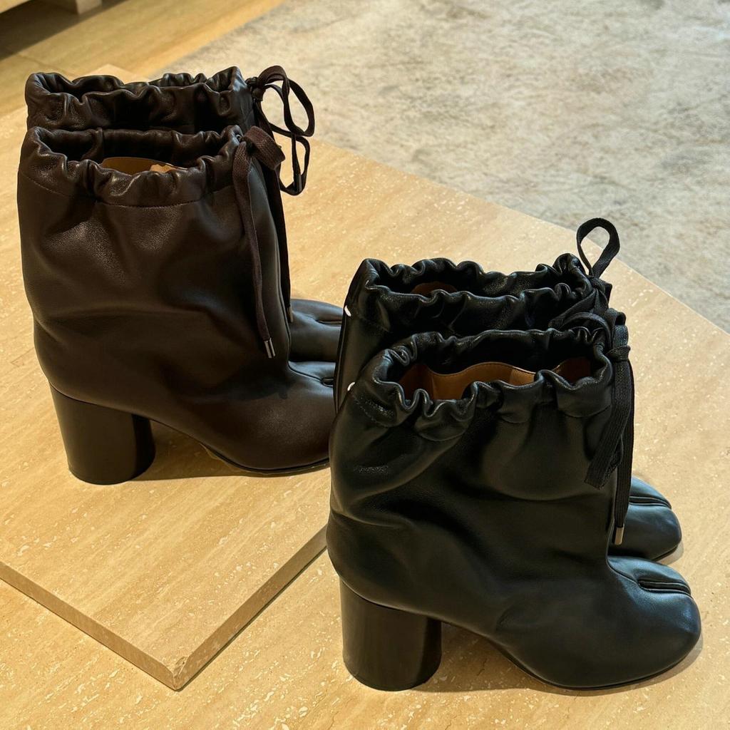 Fashion The New Autumn And Winter Wide-Leg Lace-Up Split-Toe Pig'S Hoof Boots For Girls Korean Style Versatile Western Girls' School