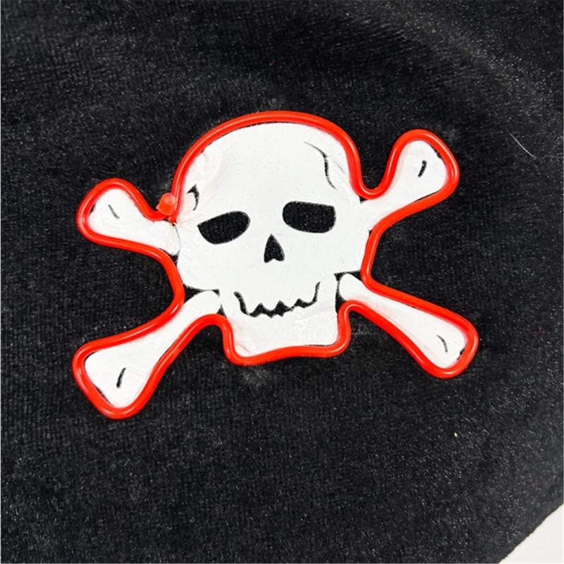 Adult Pirate Hat LED Skull Pirate Hat Pirate Costume Accessories for Adult Teens Masquerade Halloween Role Play Parties