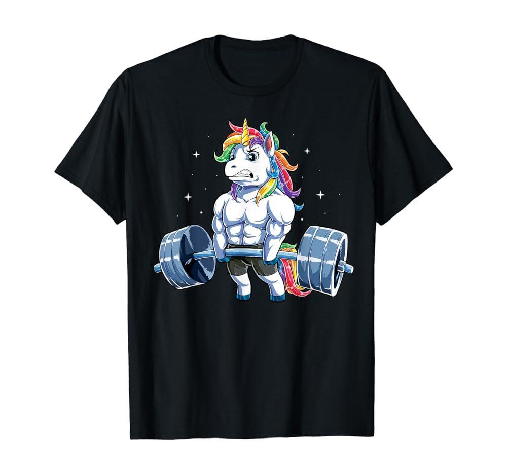 Unicorn Weightlifting T shirt Deadlift Fitness Gym Tee Unisex T-Shirt XXXL