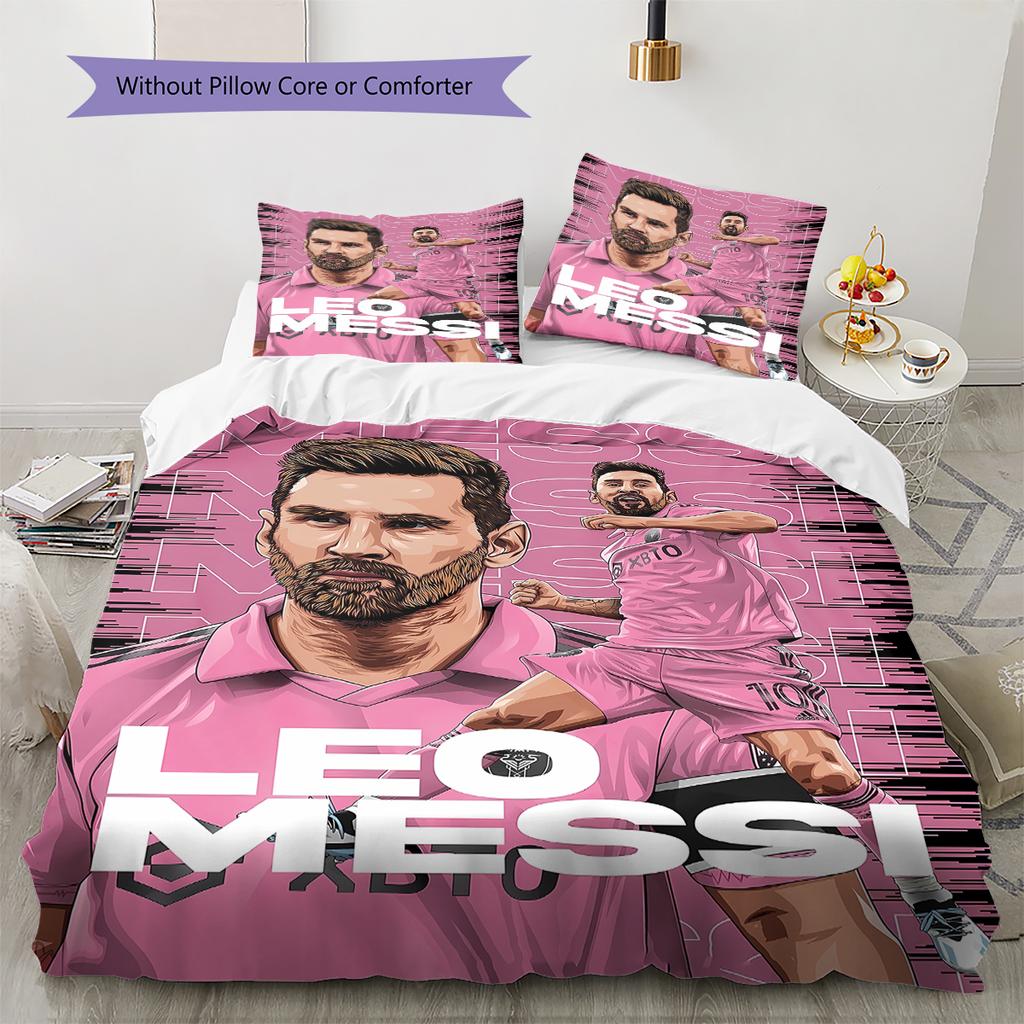 Messi Pattern Bedding,Quilt Set Quilt Cover Pillowcase Home Birthday Gift (1 * duvet cover + 2 * pillowcase, without core)