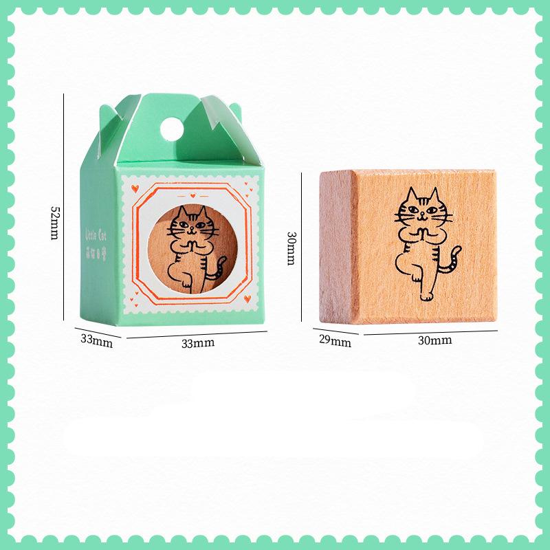 Wooden Rubber Stamps Animals Cat Patterns Stamps Set For DIY Craft Card Scrapbooking Supplies Photo Album Diary Decor