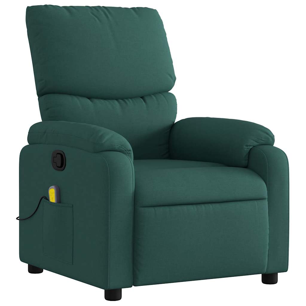 Vidaxl Foldable Massage Armchair, Dark Green, Fabric Upholstered
