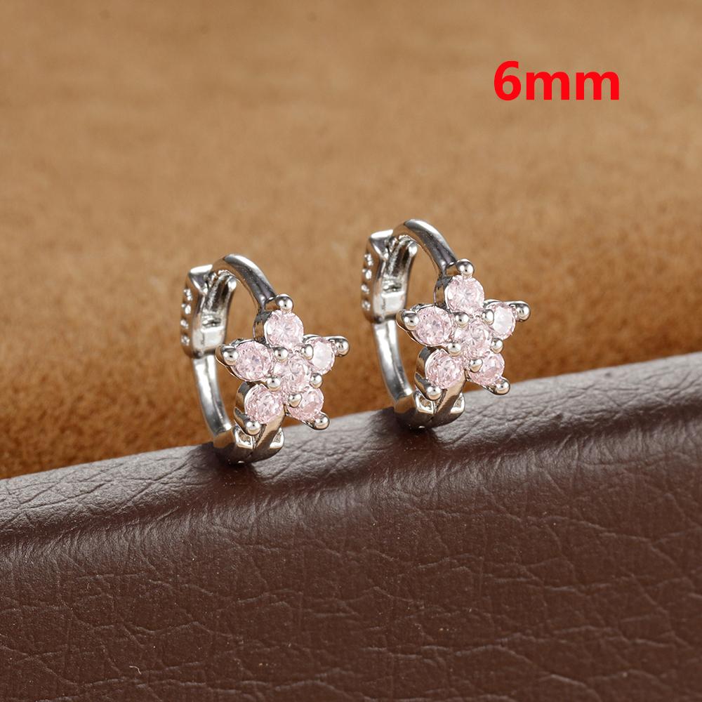 2 Stück Huggies Creolen für Damen Einfach Edelstahl Kleiner Kristall Zirkonia Knorpel Blume Ohrringe Piercing Schmuck