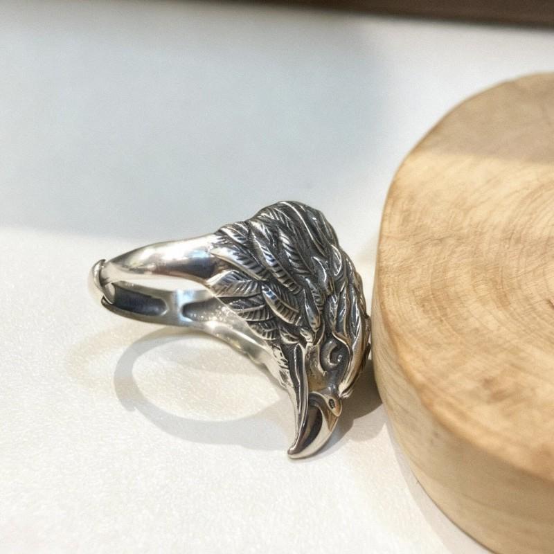 Adjustable Eagle Head Ring Men Vintage Open Finger Gift Boyfriend Animal Motif Copper Jewelry