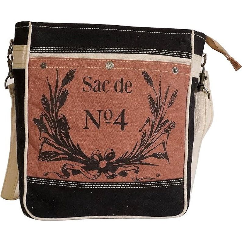 Female Debonair Shoulder Bag Upcycled Canvas and Leather Crossbody bag