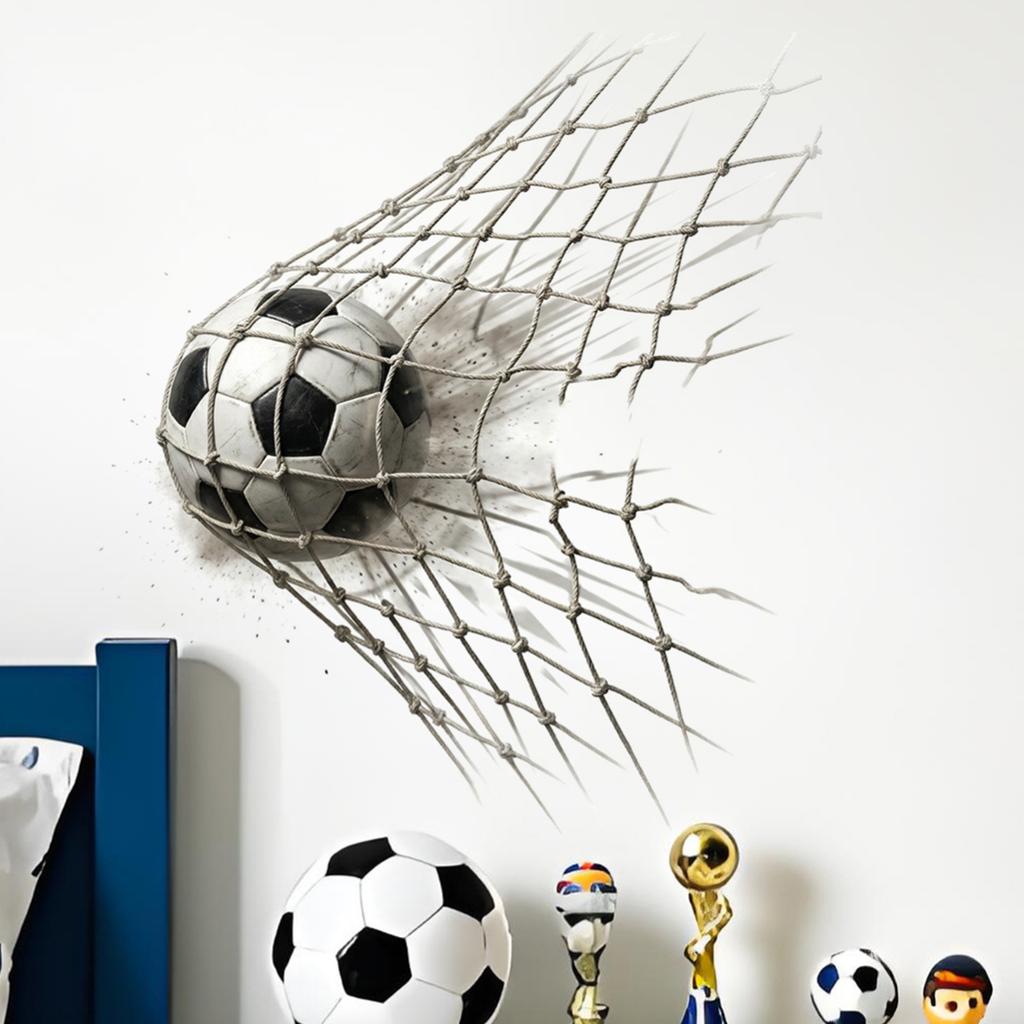 Realistischer Fußball im Netz Wandaufkleber für Schlafsaal Spielzimmer Heimdekoration Abnehmbarer Vinyl-Aufkleber für Wände und Oberflächen