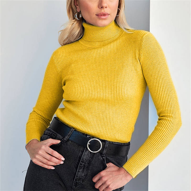 Turtleneck Bottoming Shirt Women Long Sleeve Pullover Sweater Sweaters