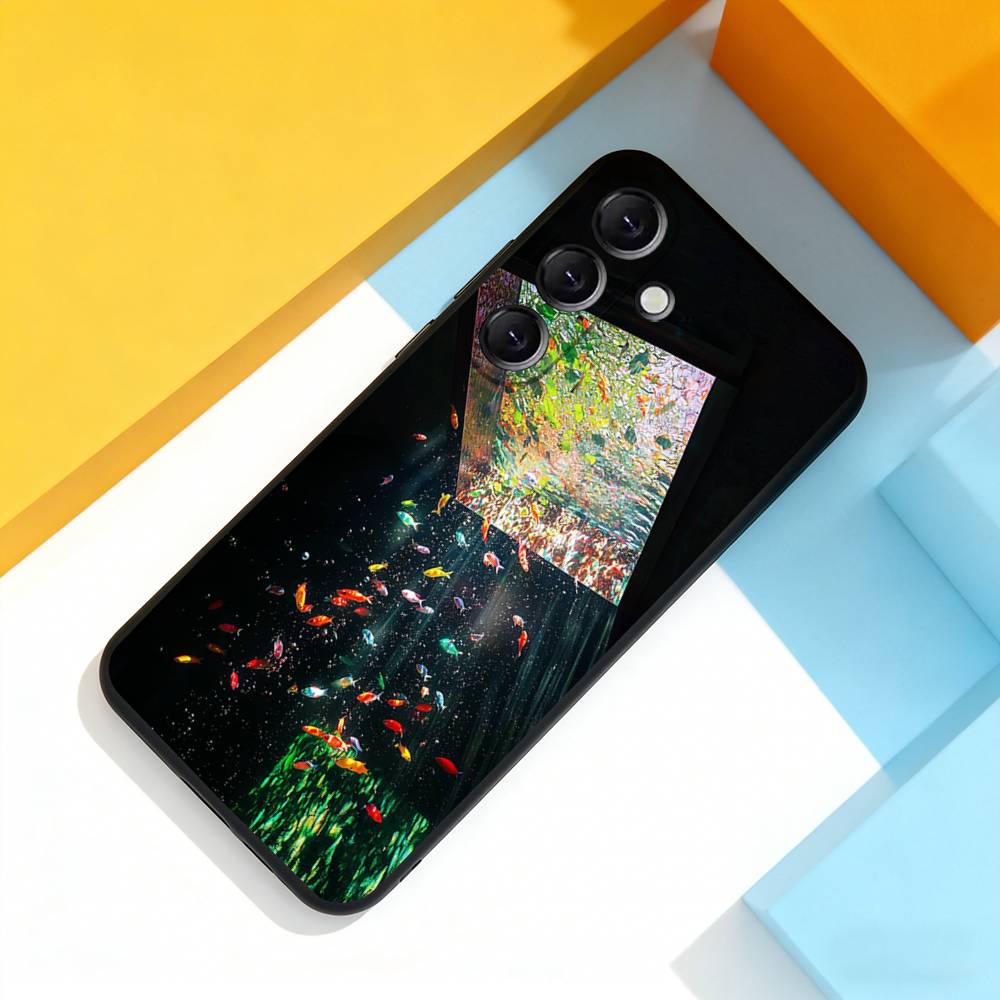 Stylish Art Koi Fish For Samsung Galaxy A 22,71,53,52,51,72,73,5G,Note,J7,8,9 Phone Case Soft Black Cover