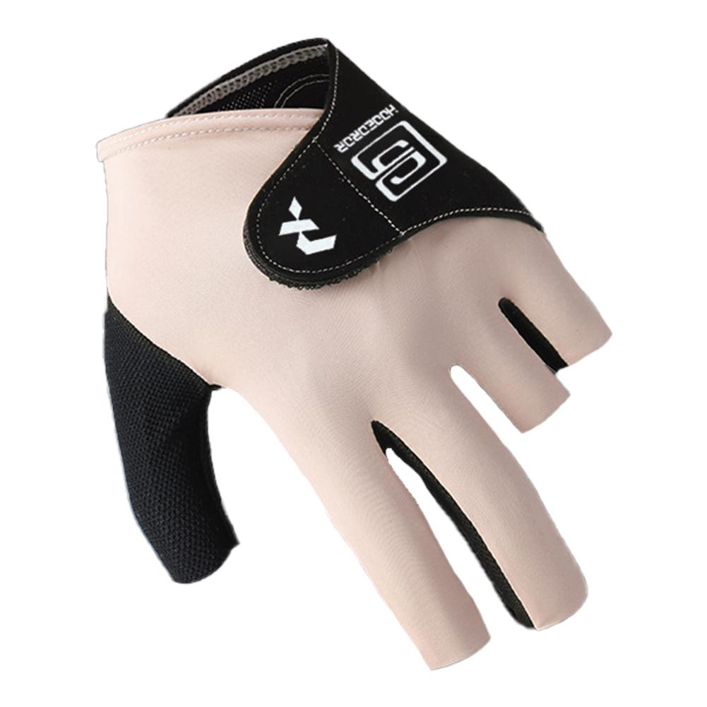 1PC Professional Half Finger Billiard Gloves For Left Hand Breathable Wear Resistant Ice Silk Gloves With Non-Slip Gasket Self-Adhesive Cloth Fixed