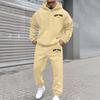 Men's And Women's Street Velvet Hooded Printed Sweatshirt Hoodie Trousers Suit