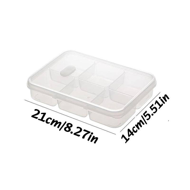 1-3PC 6Grid Refrigerator Food Storage Box Vegetable Fruit Cold Storage Crisper With Holes Frozen Subpackage Meat Sealed Storage