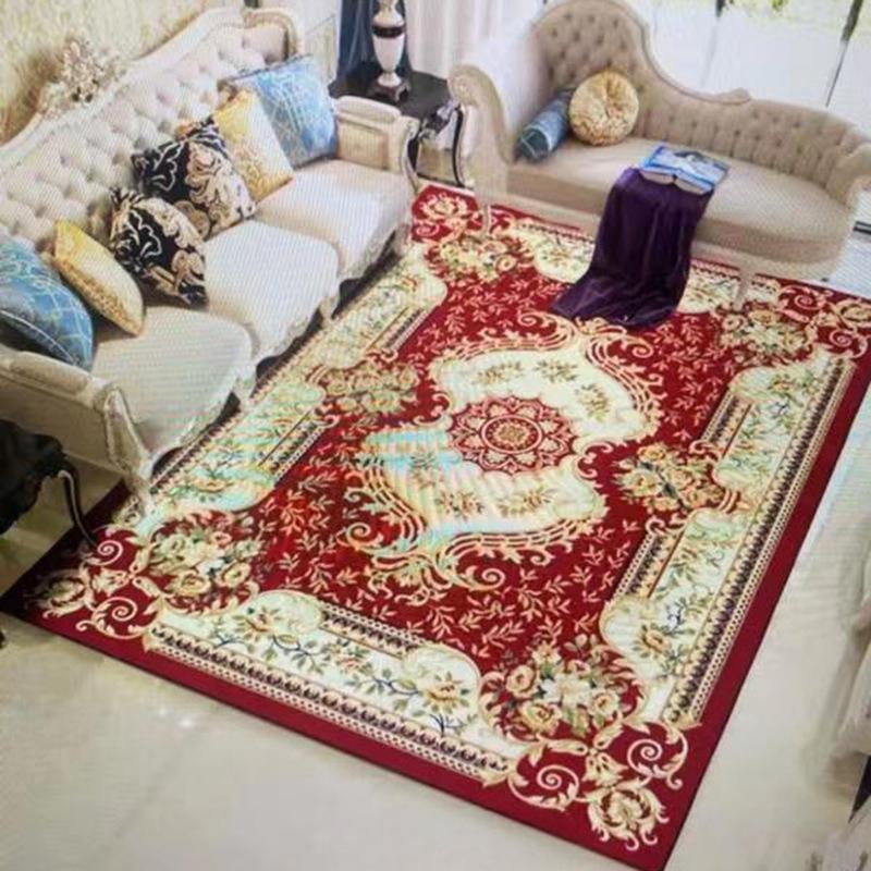European Retro Floral Large Carpet for Living Room Luxury Decoration Rug Non-slip Bedroom Cloakroom Washable Soft Mat Rugs