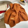 Caramel color coarse wool knitted scarf women's winter versatile simple couple male student warm thick scarf