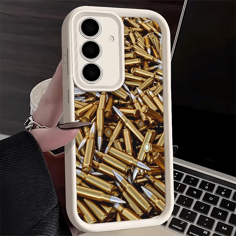 

Phone Case for Samsung Galaxy S26 S25 Ultra S24 FE Gold Gun Bullets AK47 Handgun Shell S23 Plus S22 + S21 S20 5G Soft Silicone F Samsung S26 Plus