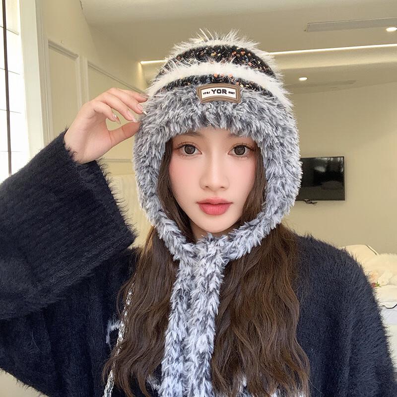 MEET SUNNY Women s Winter Warm Plush Earflap Knit Hat One Size