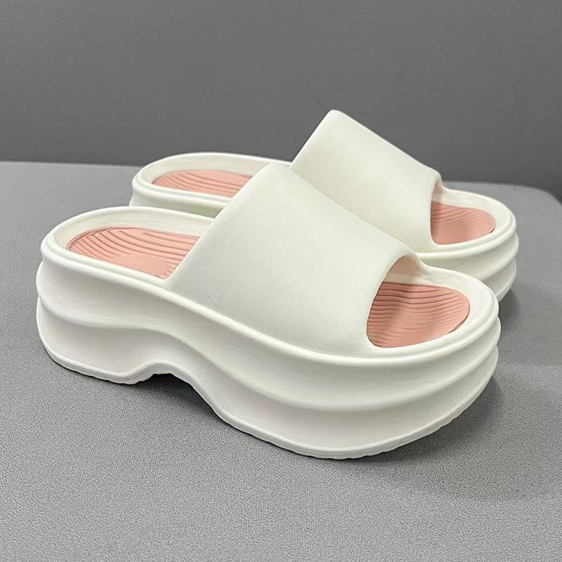 Summer new women's slippers summer one-word non-slip two-color thick-bottomed fashion women's beach slippers versatile