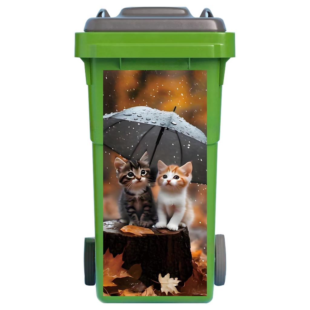 1 Pezzo Adesivo Cestino Gatto 3D Carino - Adesivo Impermeabile Autoadesivo per Pattumiera - Copertura Divertente Animale per Cassonetto Esterno Decorazione Giardino