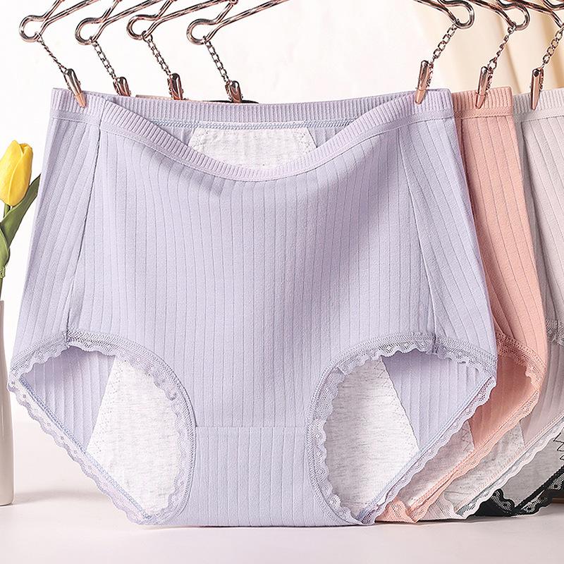 Female Cotton High Waisted Menstrual Period Leak Proof Red Physiological Triangle Underwear