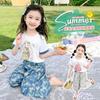 Girls Summer Korean Two Piece Set Short Sleeve Top and Shorts