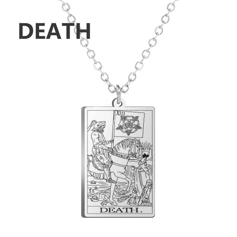 LIKGREAT Tarot Card Necklace Major Arcana Tarots Stainless Steel Necklaces Divination Jewelry Birthday Gift for Women Men