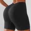 Bel Derin V Dar Krep Pantolon Kadın Dikişsiz Hızlı Kuruyan Spor Kalça Yoga Şortu Üç Nokta Fitness Pantolonu