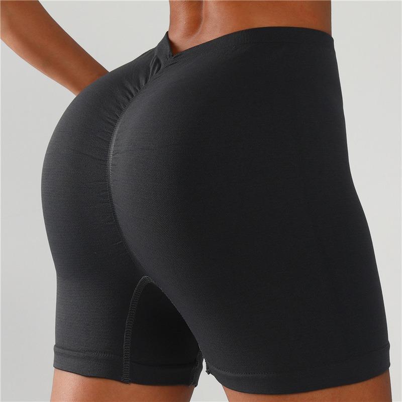 Bel Derin V Dar Krep Pantolon Kadın Dikişsiz Hızlı Kuruyan Spor Kalça Yoga Şortu Üç Nokta Fitness Pantolonu