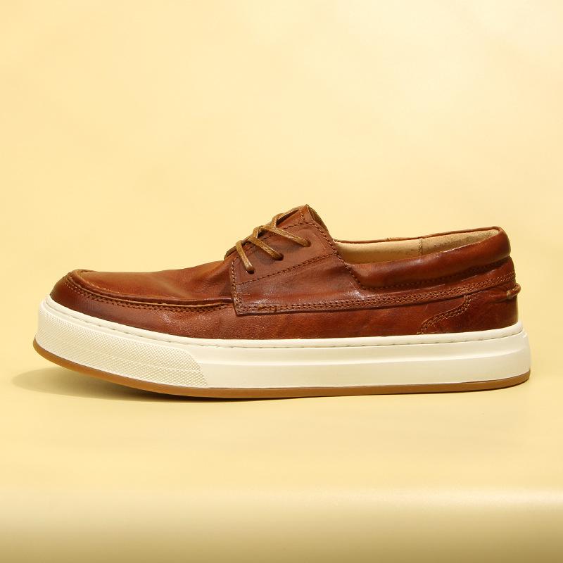 139-3 Leather Washed Retro Casual Board Shoes Men'S Shoes Genuine Leather Fashion Trend Leather Shoes Spot
