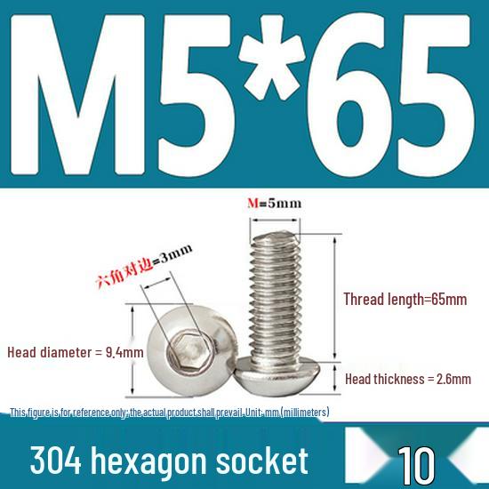 ISO7380 Stainless Steel Hex Drive Dome Head Screws - M2 to M16