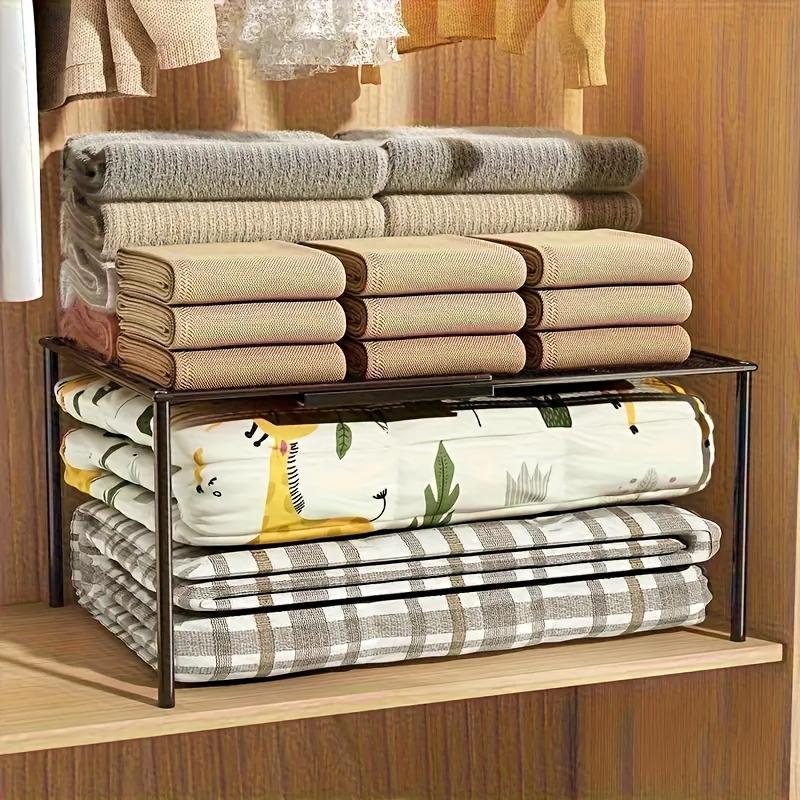 Heavy-Duty Carbon Steel Expandable Closet Shelf - Small Black - Adjustable Height Vertical Storage Rack with Telescopic Design, Space-Saving Organizer