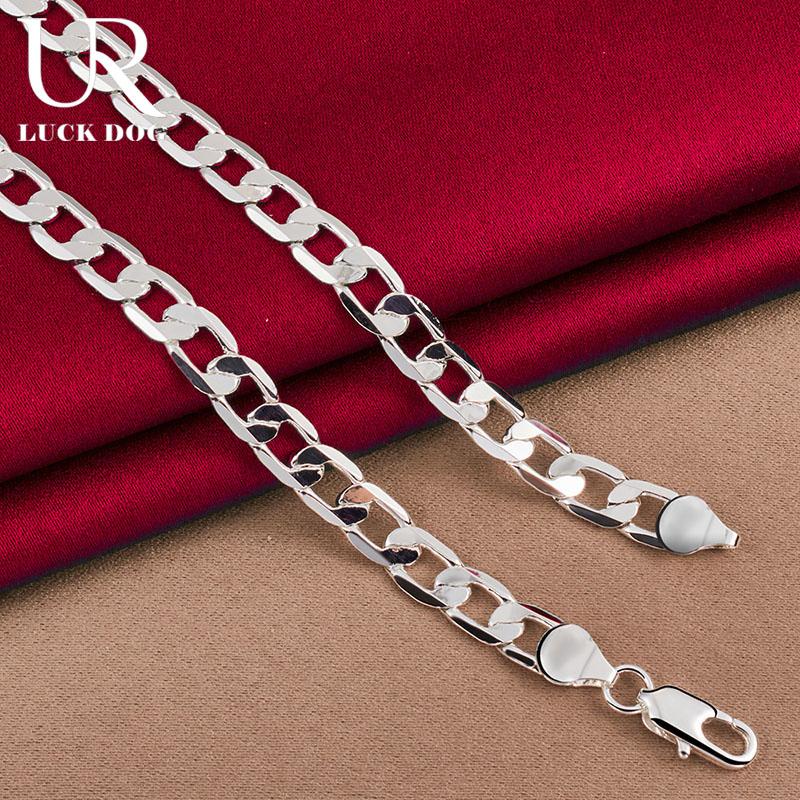 Collier Chaîne Latérale 8mm Argent Sterling 925 Bijoux de Mariage